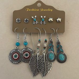Fashion Jewelry 6 Pairs Of Southwestern Boho Earrings NIP